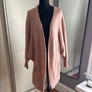 Women's Pink Open-Front Sweater